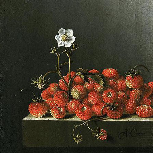 Still life with wild strawberries. - Adriaen Coorte